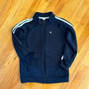Fill Zip Up Active Track Jacket Mock Neck (Size 8, Black)
